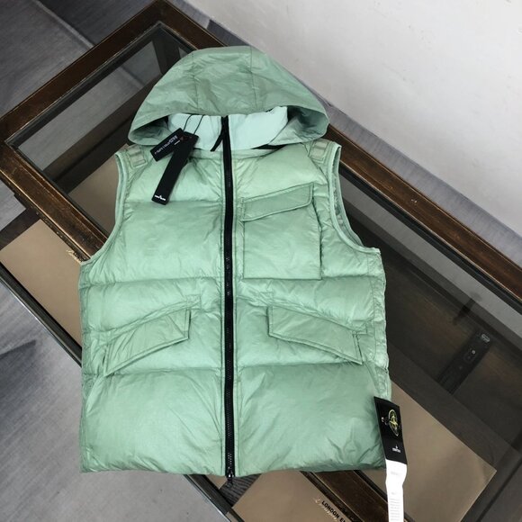 Stone Island Hooded Down Vest (Light Green) - Picture 2 of 9